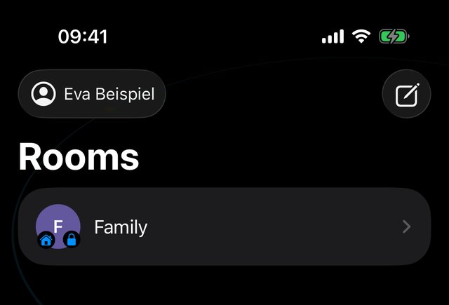The list of rooms on the iPhone: the room “Family” with the small house on its picture.