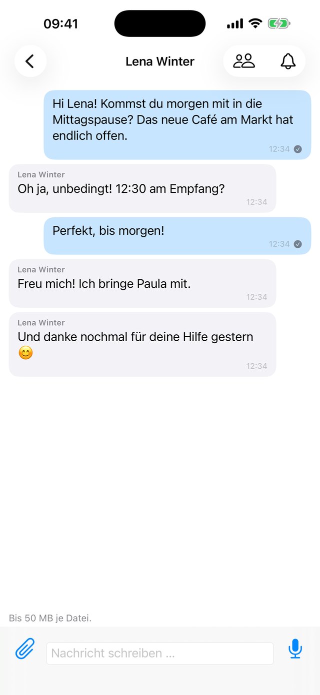 Ein privates Gespräch in der iPhone-App.